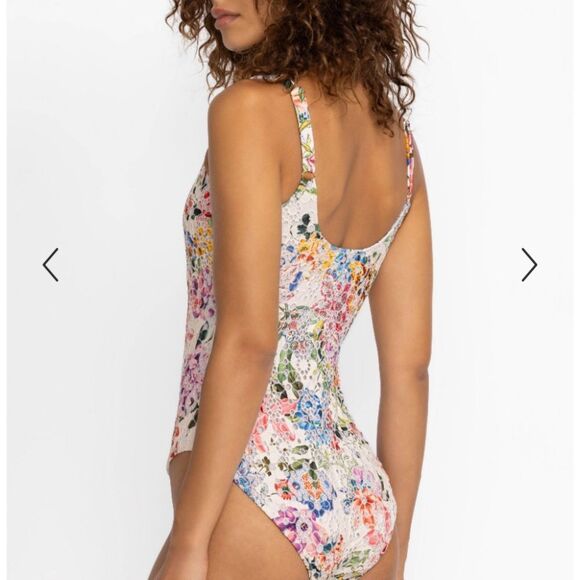 Johnny Was Neon Jungle Eyelet One Piece Swimsuit - - Picture 3 of 5